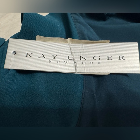 Kay Unger Asymmetrical 3/4 Sleeve Cocktail Dress Peacock Color Size 6 - Picture 8 of 10